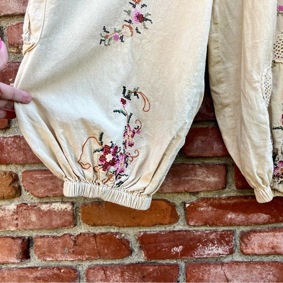 Boho Embroidered Cream Wide-Leg Jumpsuit - Picture 4 of 10